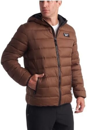 Reebok Men's Jacket – Lightweight Hooded Quilted Puffer Coat... Reebok Men's Jacket – Lightweight Hooded Quilted Puffer Coat...