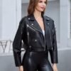 DIASHINY Faux Leather Jacket For Women Crop Short Cropped PU...