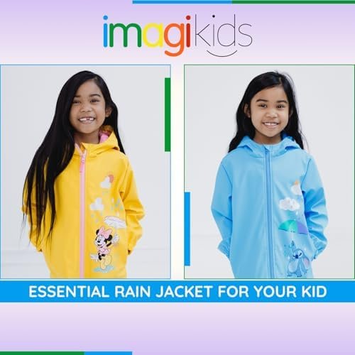 Disney Junior Girls Zip Up Waterproof Rain Jacket Toddler to...