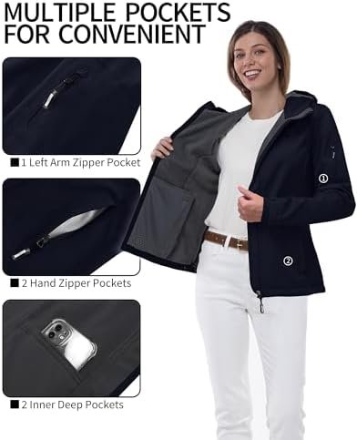 Outdoor Ventures Women's Softshell Jacket with Hood Fleece L...