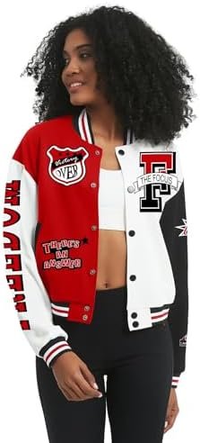 COZYPOIN Women's Varsity Jacket Cropped Letterman Jacket Lig...