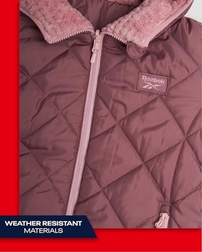 Reebok Girls' Reversible Puffer Jacket - Quilted Winter Coat...
