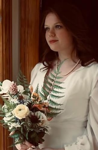 Womens Long Sleeves Tea Length Wedding Dress for Bride Chiff...