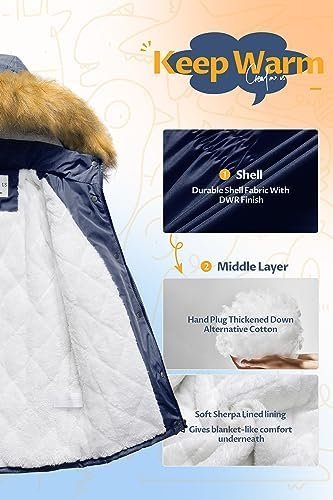 CREATMO US Girl's Sherpa Long Winter Coat Thicken Warm Parka...