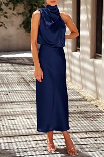 PRETTYGARDEN Women's 2025 Summer Satin Dress Elegant Sleevel...