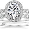 EAMTI 1.5CT 925 Sterling Silver Cubic Zirconia Bridal Rings ...