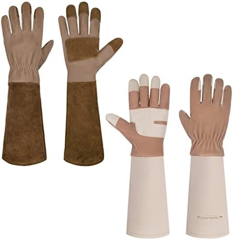 HANDLANDY Bundle - 2 Pairs of Long Pigskin Leather Pruning G...