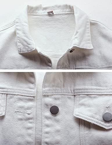 Locachy Women's Casual Denim Jacket Solid Color Basic Long S...