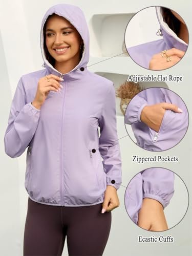 Womens Reversible Rain Jacket Lightweight Waterproof Windbre...