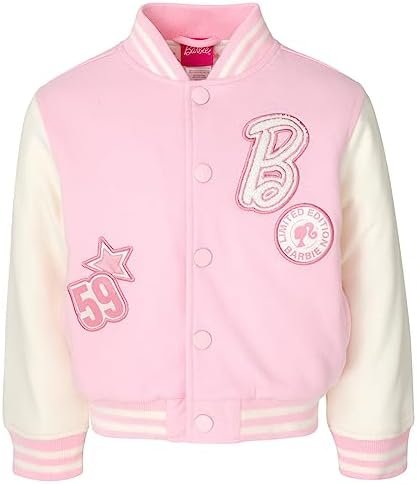 Barbie Girls French Terry Varsity Bomber Jacket Little Kid t...