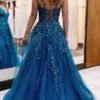 YMSHA V Neck Tulle Prom Dresses 2025 Long Sparkly Lace Forma...