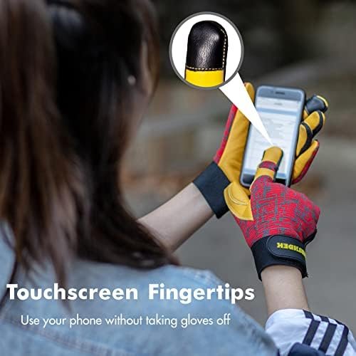 Gardening Gloves for Women and Men, Touchscreen Sheepskin Le...