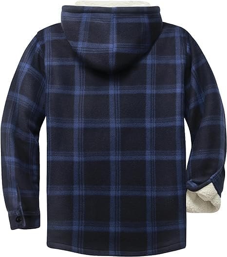 ZITY Men's Flannel Hooded Jacket Fleece Sherpa Lined Plaid S...