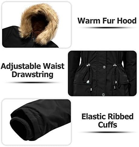 Women's Fur Hood Winter Parka Thicken Winter Jacket Coat Hoo...