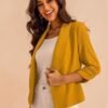 Women's 3/4 Sleeve Cropped Blazer Lightweight Open Front Car...