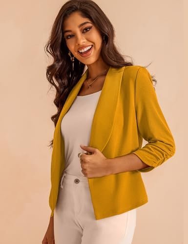 Women's 3/4 Sleeve Cropped Blazer Lightweight Open Front Car...