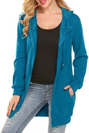 Locryz Women's Casual Pockets Zip Up Hoodies Fleece Tunic Sw... Locryz Women's Casual Pockets Zip Up Hoodies Fleece Tunic Sw...