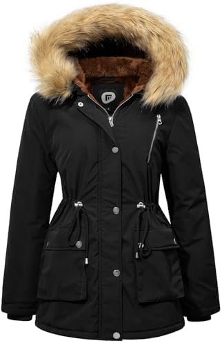 Women's Fur Hood Winter Parka Thicken Winter Jacket Coat Hoo...