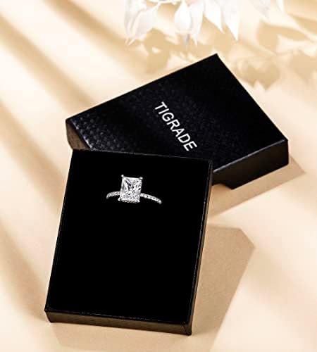 TIGRADE 4CT Engagement Ring for Women Radiant Cut Cubic Zirc...