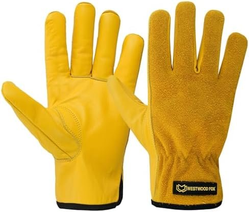 Work Gloves Men Heavy Duty Leather Gardening Gloves for Thor...