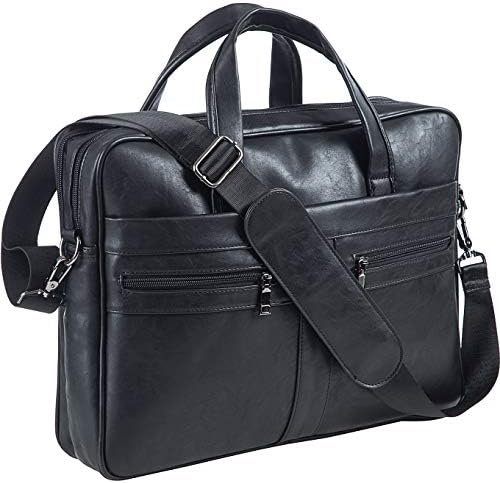 seyfocnia Men's Leather Messenger Bag, Laptop Briefcase Busi...
