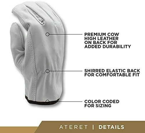 Heavy Duty Durable Cowhide Leather Driver Work Gloves for Tr...