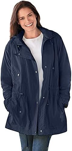 Woman Within Women's Plus Size Fleece-Lined Taslon Anorak Woman Within Women's Plus Size Fleece-Lined Taslon Anorak