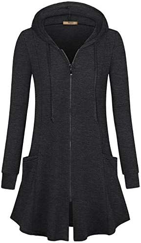 Miusey Womens Zip Up Long Hoodie Jacket Lightweight Tunic Sw...