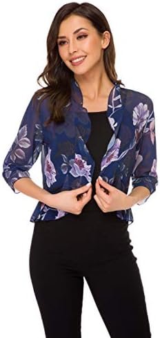 Women's Open Front Cropped Cardigan 3/4 Sleeve Casual Shrugs...