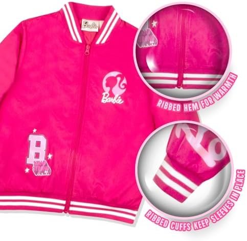 Barbie Girls Bomber Jacket, Zip-Up Bomber Jacket for Girls, ...