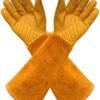 Leather Gardening Gloves for Women Men Thorn and Cut Proof G...