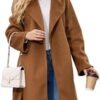 Women's Wool Blend Coat with Pockets Mid-Long Winter Overcoa...