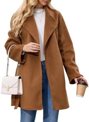 Women's Wool Blend Coat with Pockets Mid-Long Winter Overcoa... Women's Wool Blend Coat with Pockets Mid-Long Winter Overcoa...