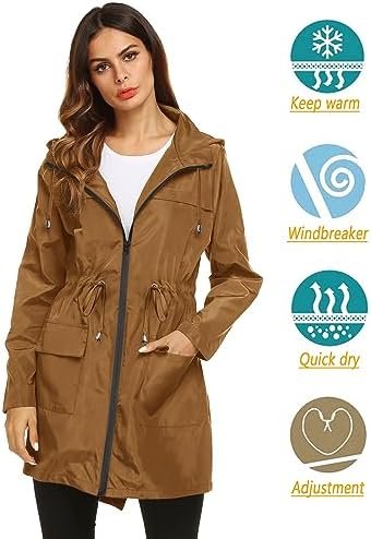 Lomon Women Waterproof Lightweight Rain Jacket Active Outdoo...