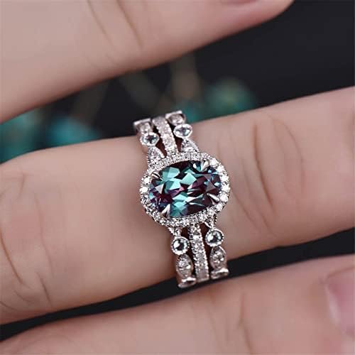 Vintage Unique Oval Cut Engagement Ring 3pcs Rose Gold Ring ...