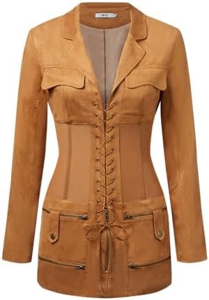 JW PEI Women's Suede Corset Jacket Mini Dress JW PEI Women's Suede Corset Jacket Mini Dress