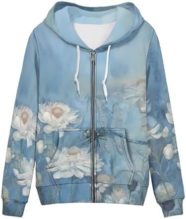 Women's Fall Full Zip Up Hoodie Long Sleeve Oversized Hooded...