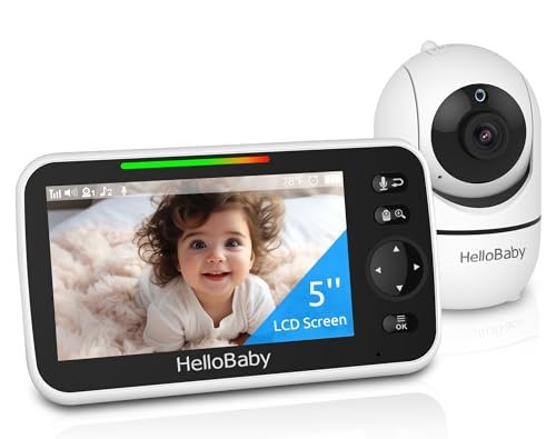 HelloBaby Upgrade Baby Monitor, 5'' Screen with 30-Hour Batt...