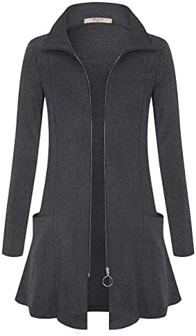 Miusey Womens Zip Up Tunic Sweatshirt Collar Neck Lightweigh...