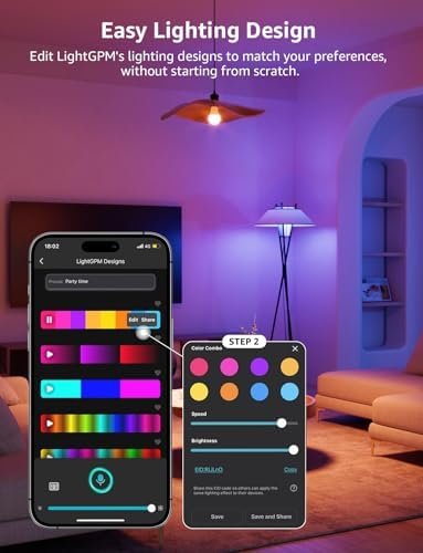 Lepro B1 AI Smart Light Bulbs - WiFi & Bluetooth RGBWW Color...