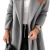 Tankaneo Womens Notched Lapel Collar Coats Open Front Long J...