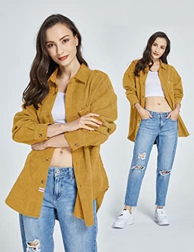 SSLR-Womens-Corduroy-Shacket-Jacket-Oversized Button Down Sh...