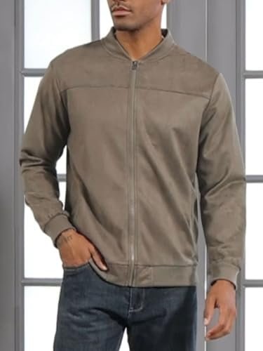 Men's Vintage Lightweight Suede Aviator Jacket Casual Stylis...