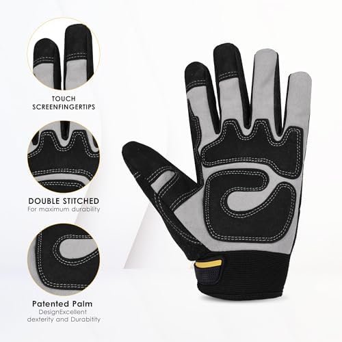 Mens Work Gloves,Synthetic Leather Utility Mechanic Working ...