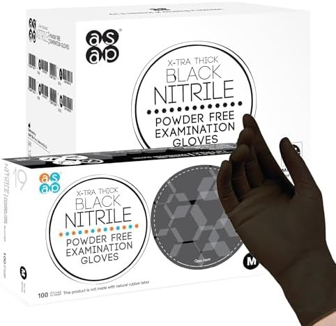 ASAP Black Nitrile Gloves - 4 Mil Black Exam Gloves, Black L...