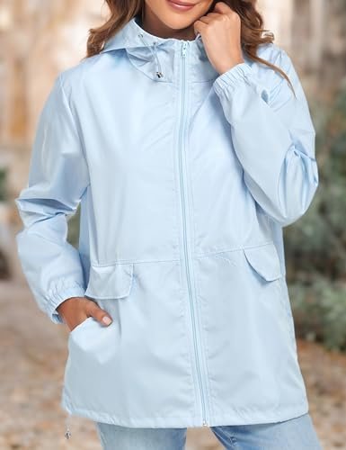 Women's Lightweight Raincoat Waterproof Packable Outdoor Win...