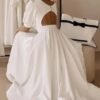 Women's Tea Length Wedding Dresses for Bride Satin Simple A ...