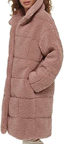 Levi's womens Long Length Patchwork Quilted Teddy Coat