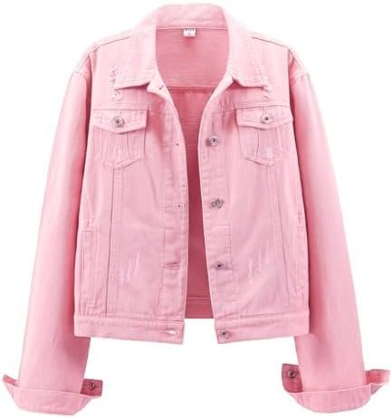 Kedera Womens Denim Jackets Distressed Ripped Long Sleeve Je...