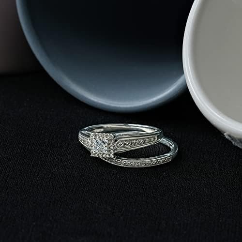 Cali Trove Diamond WeddingRing Set for Women in 925 Sterling...